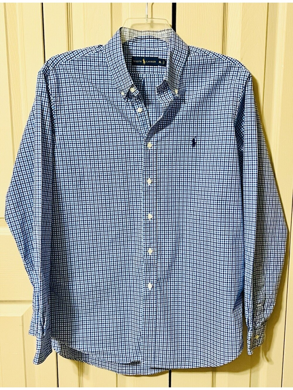 Polo Ralph Lauren Classic Fit Shirt XL Blue Gingham Button Down Long Sleeve